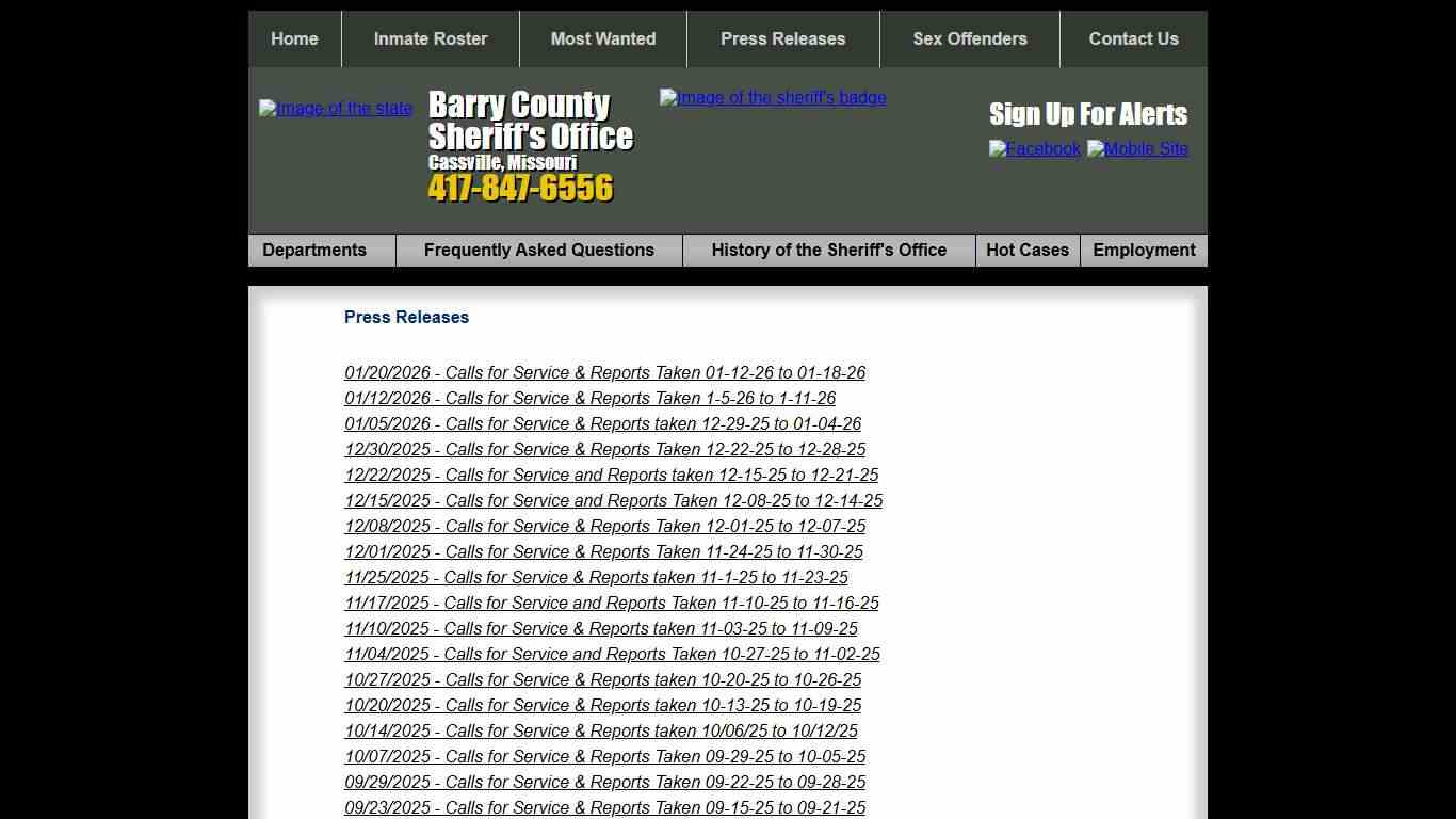 Press Releases - Barry County Sheriff MO