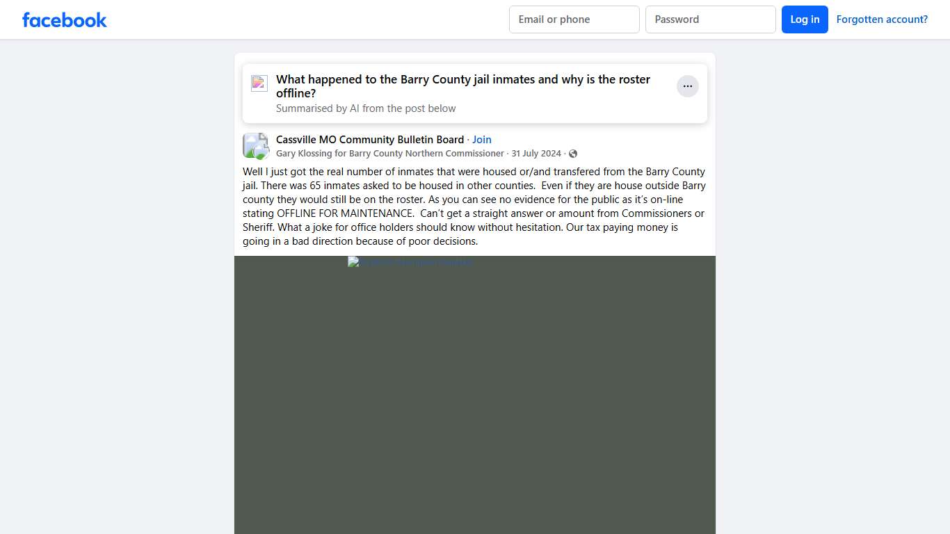 Cassville MO Community Bulletin Board Well I just got the real number of inmates that were housed or/and transfered from the Barry County jail Facebook