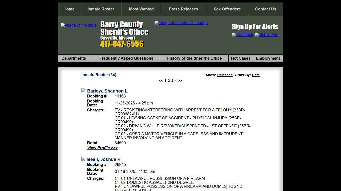 Inmate Roster - Current Inmates - Barry County Sheriff MO